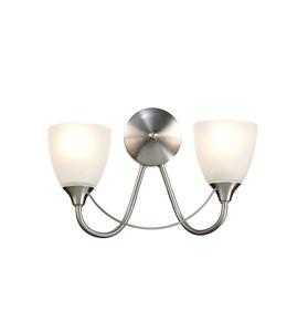 D0237  Cooper Wall Lamp 2 Light Satin Nickel, Opal Glass